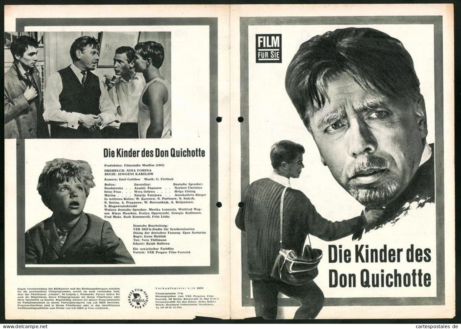 Filmprogramm Film Für Sie Nr. 77 /66, Die Kinder Des Don Quichote, Anatoli Papanow, Wera Orlowa, Regie: Jewgeni Karel  - Zeitschriften