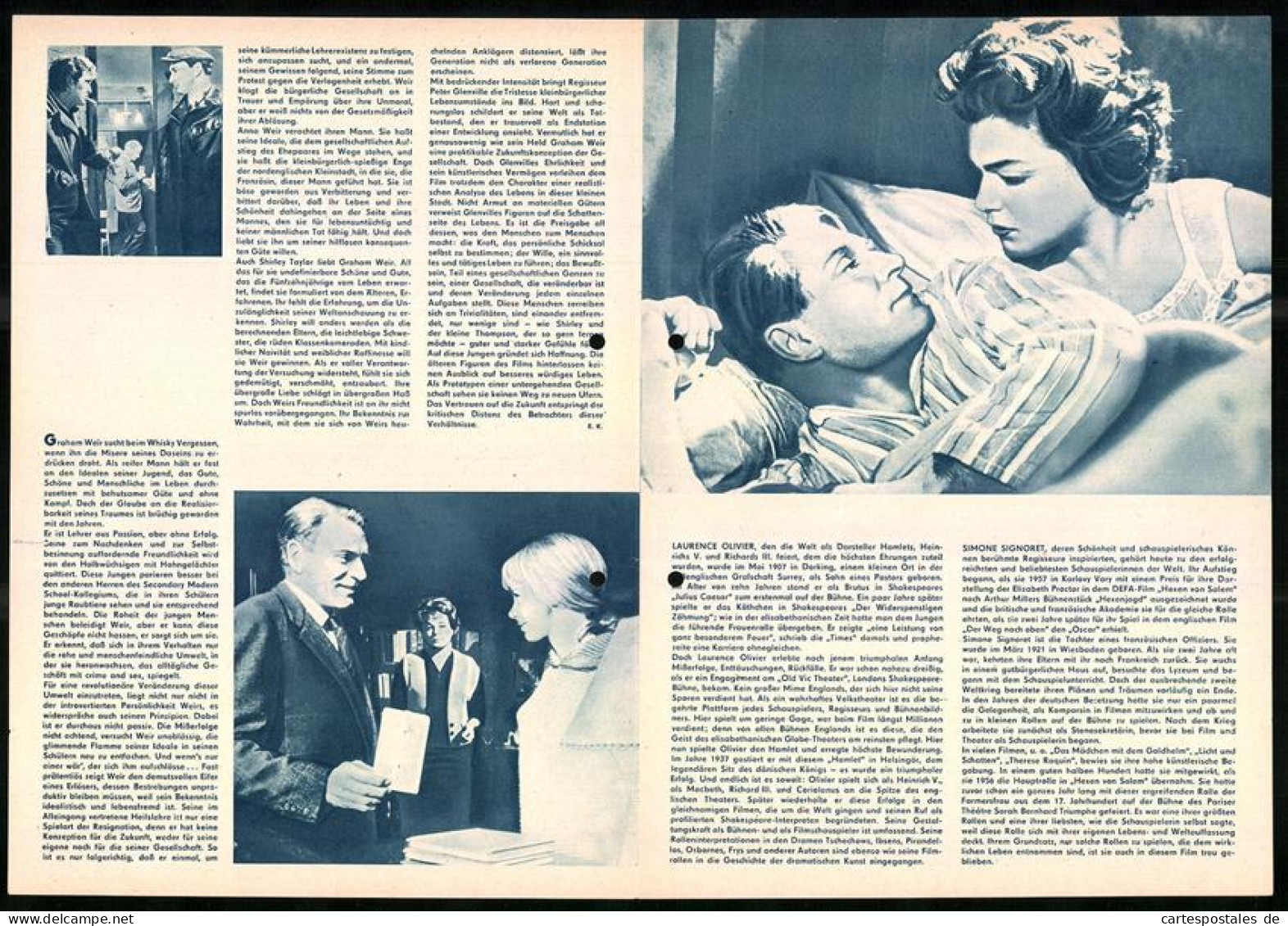 Filmprogramm Unbekannt, Spiel Mit Dem Schicksal, Laurence Olivier, Simone Signoret, Regie: Peter Glenville  - Magazines