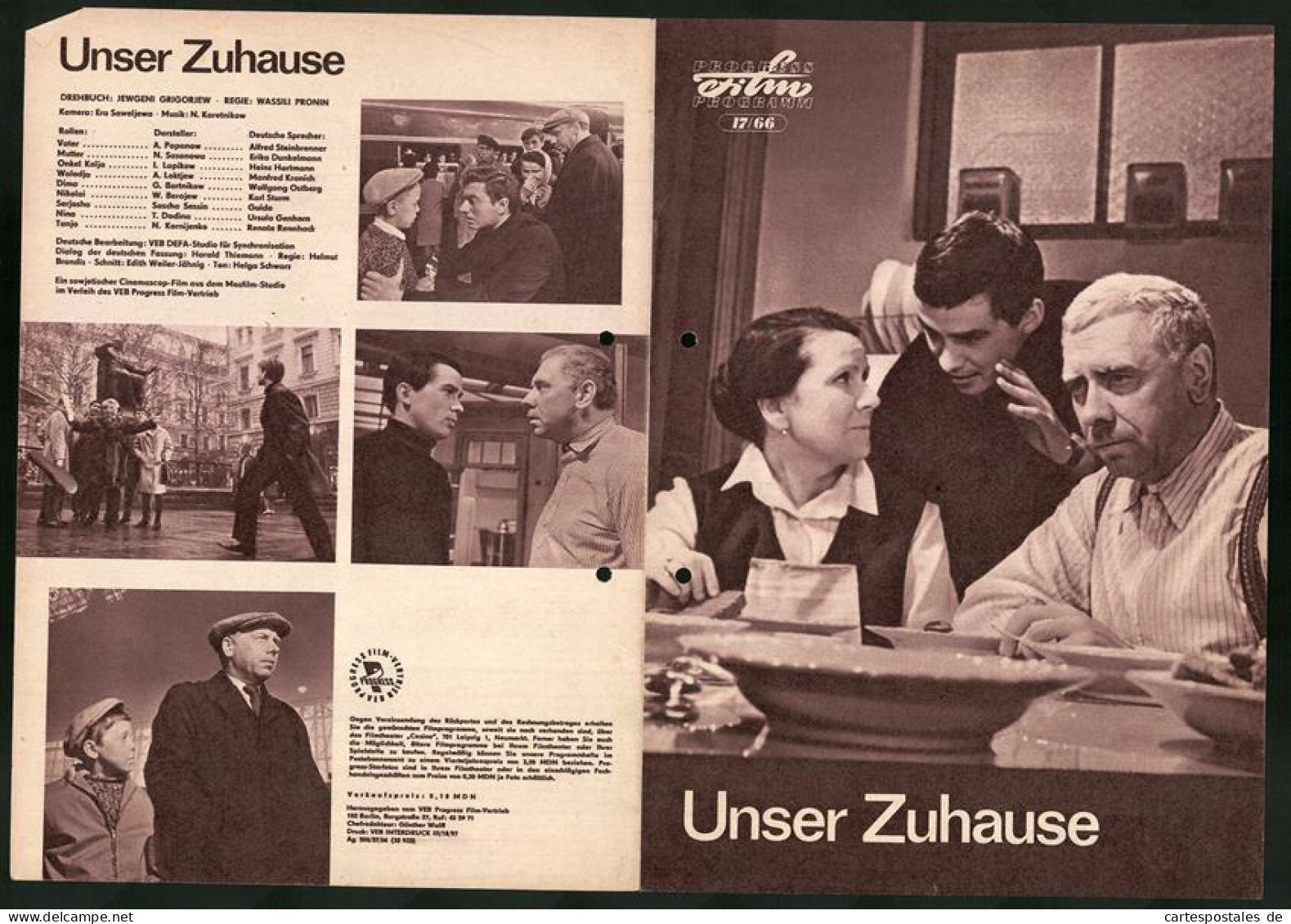 Filmprogramm PFP Nr. 17 /66, Unser Zuhause, A. Papanow, N. Sasonowa, Regie: Wassili Pronin  - Revistas