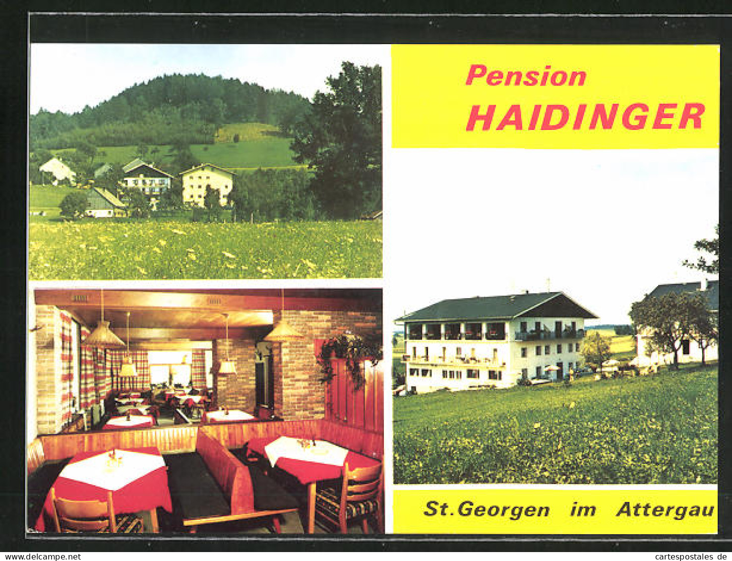 AK St. Georgen Im Attergau, Pension F. U. F. Haidinger, Kogl 25, Innenansicht, Ortspartie  - Autres & Non Classés