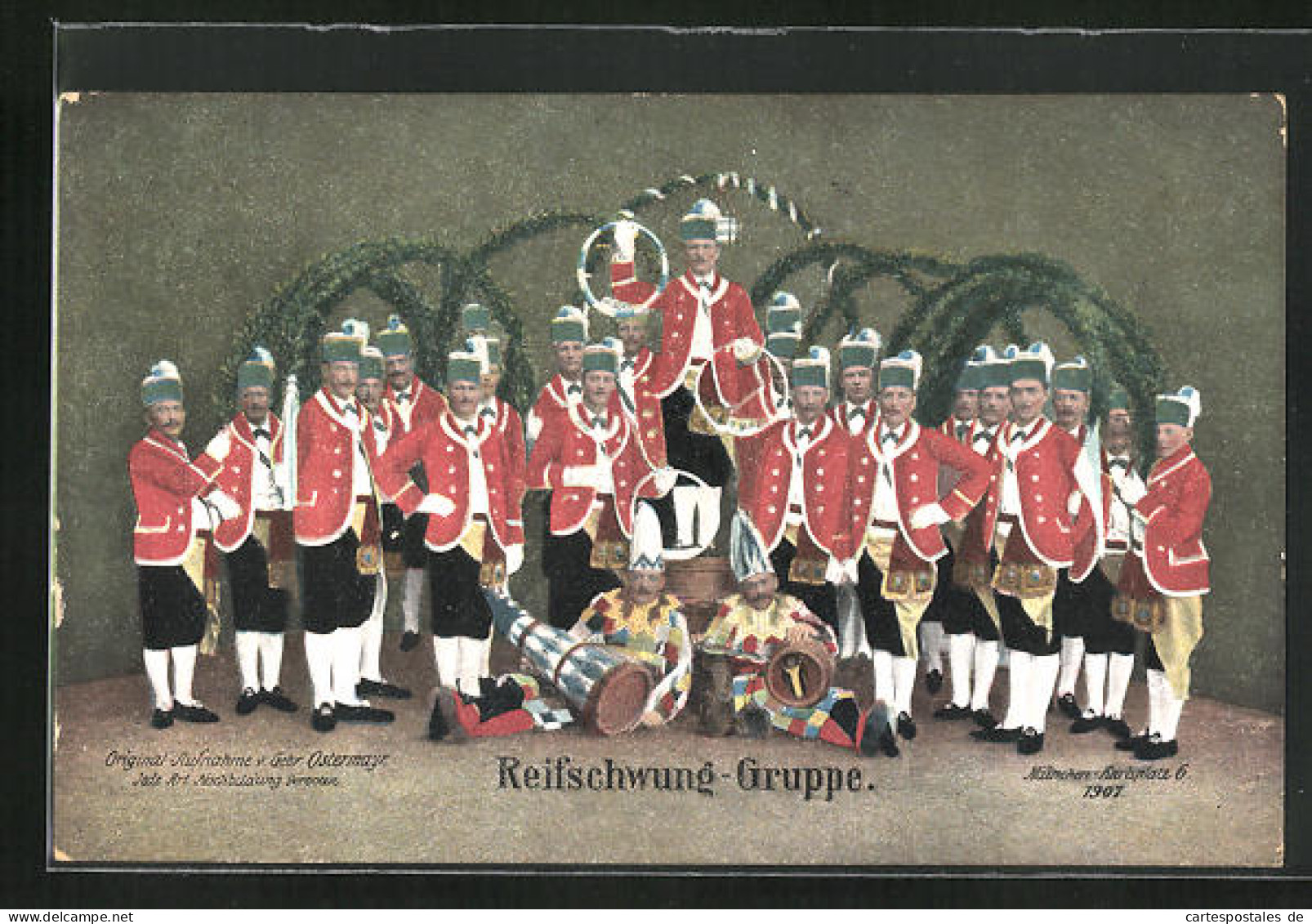 AK München, Der Schäfflertanz 1907, Reifschwung-Gruppe  - Danse