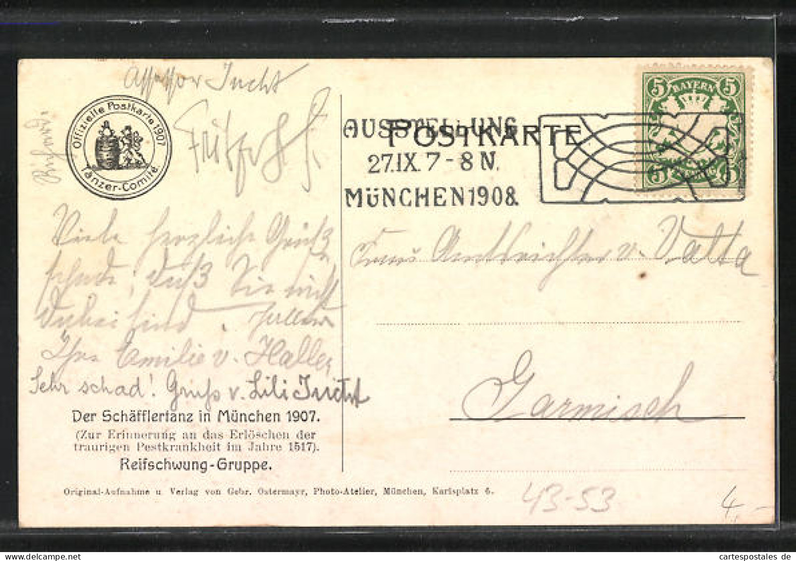 AK München, Der Schäfflertanz 1907, Reifschwung-Gruppe  - Danse