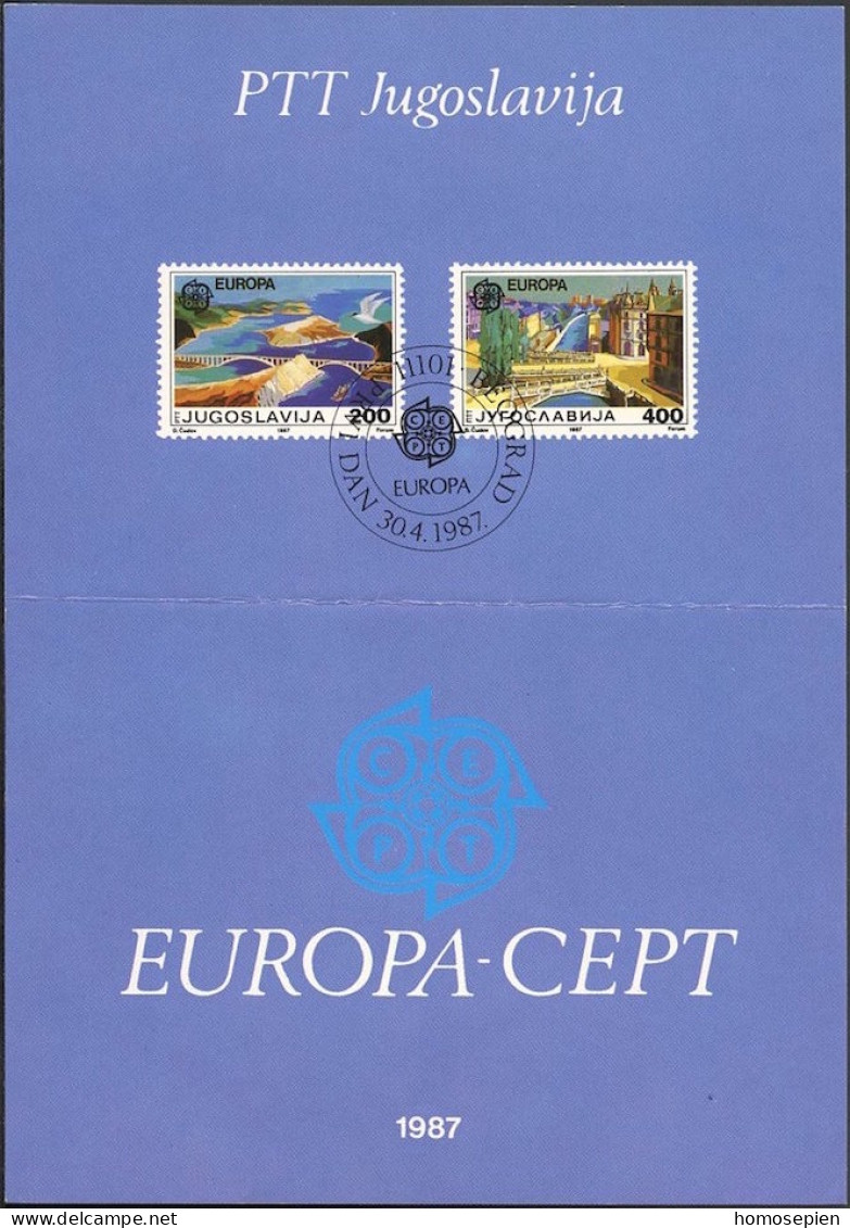 Yougoslavie - Jugoslawien - Yugoslavia Document 1987 Y&T N°DP2098 à 2099 - Michel N°PD2219 à 2220 (o) - EUROPA - Covers & Documents