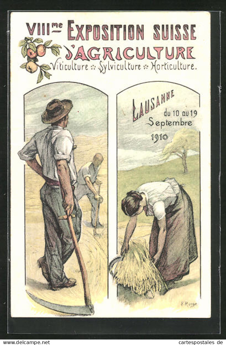AK Lausanne, XIIIme Exposition Suisse Jagriculture 1910, Bauern Bei Der Arbeit  - Tentoonstellingen