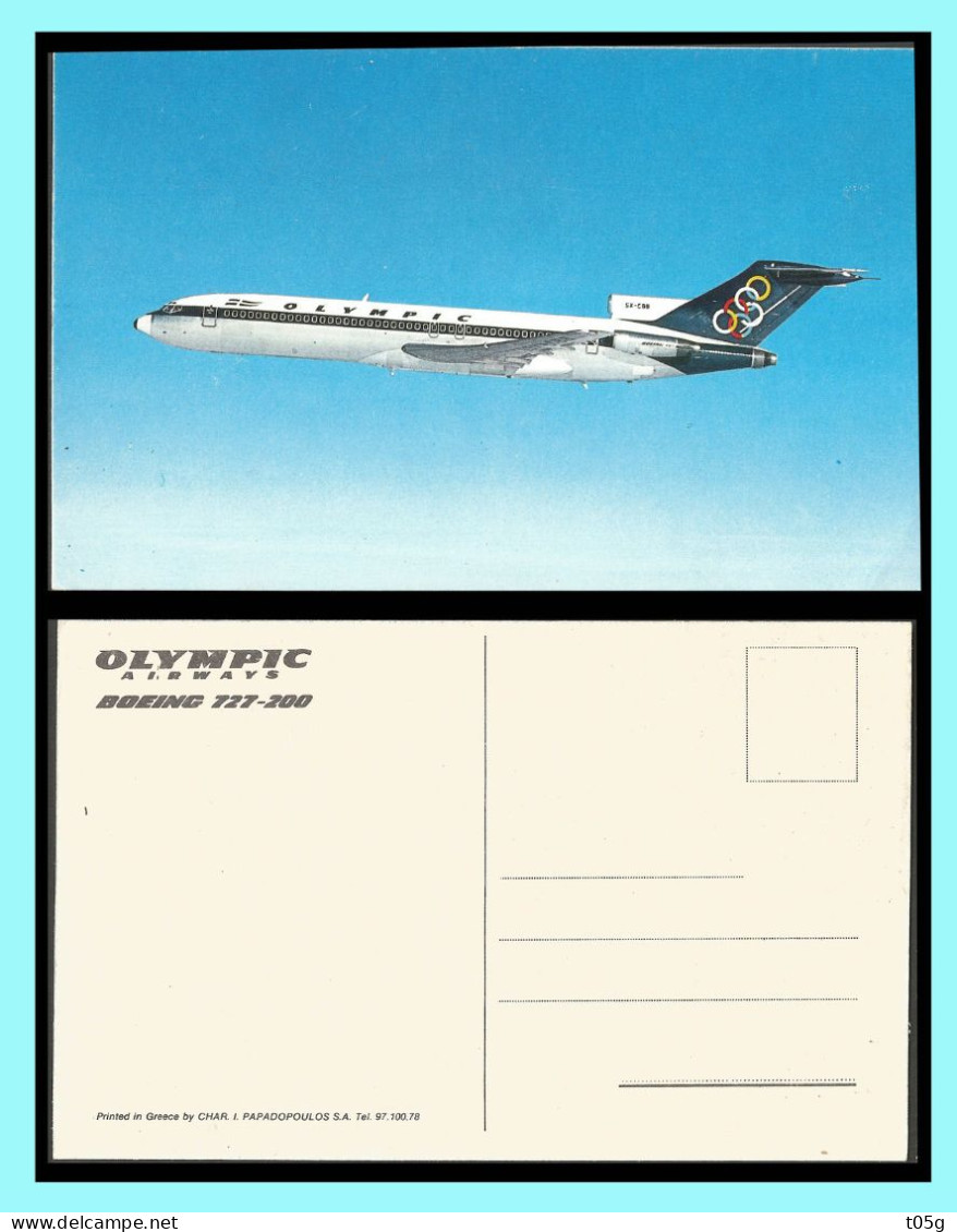 GREECE - GRECE-HELLAS: Olympic Airways / AIRPLANE BOEING 727-200 B. Advertising Postcard - Cartas & Documentos