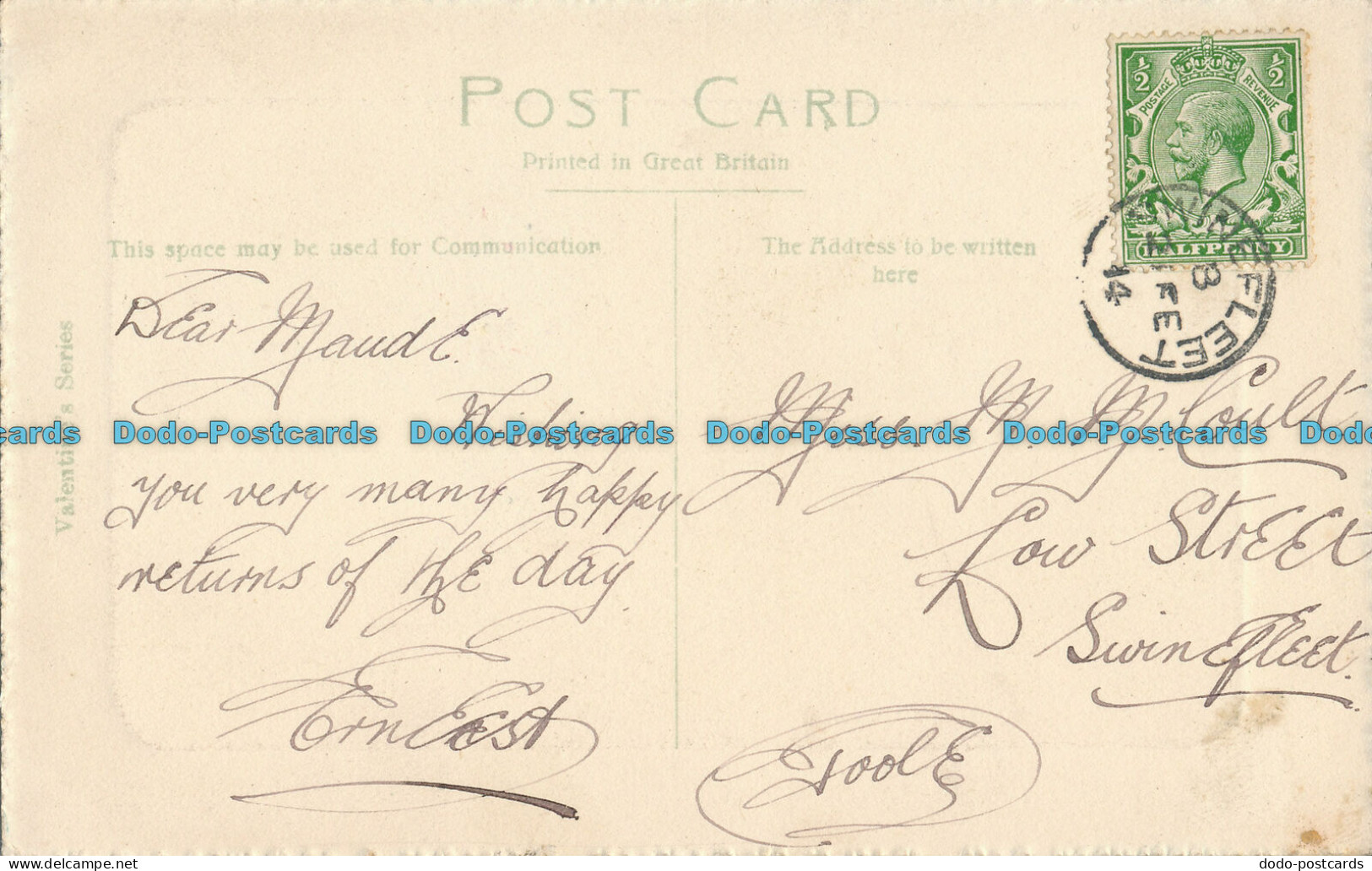 R006872 Greeting Postcard. A Joyful Birthday. Letter And Bird. Valentine. 1914 - Monde