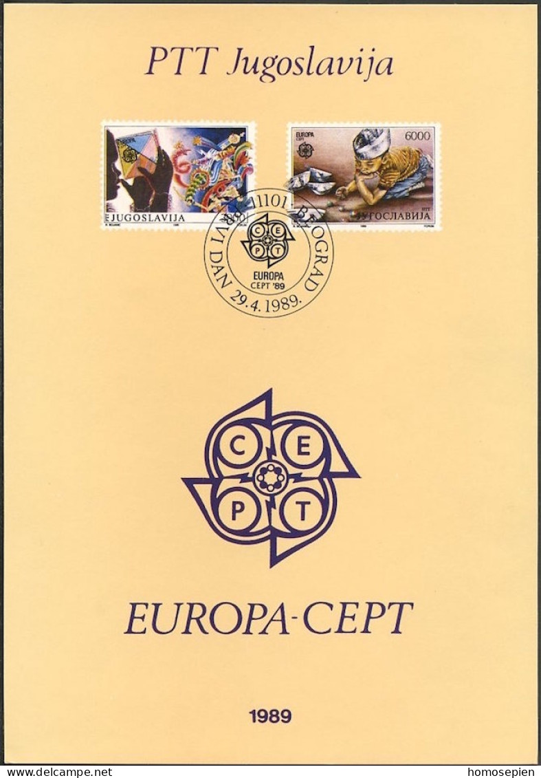 Yougoslavie - Jugoslawien - Yugoslavia Document 1989 Y&T N°DP2222 à 2223 - Michel N°PD2340 à 2341 (o) - EUROPA - Lettres & Documents