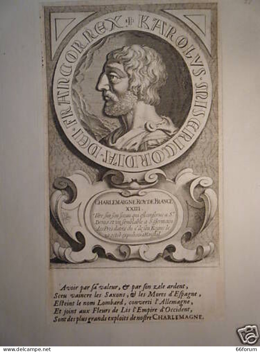 GRAVURE 17éme D'EPOQUE CHARLEMAGNE ROI DE FRANCE - Other & Unclassified