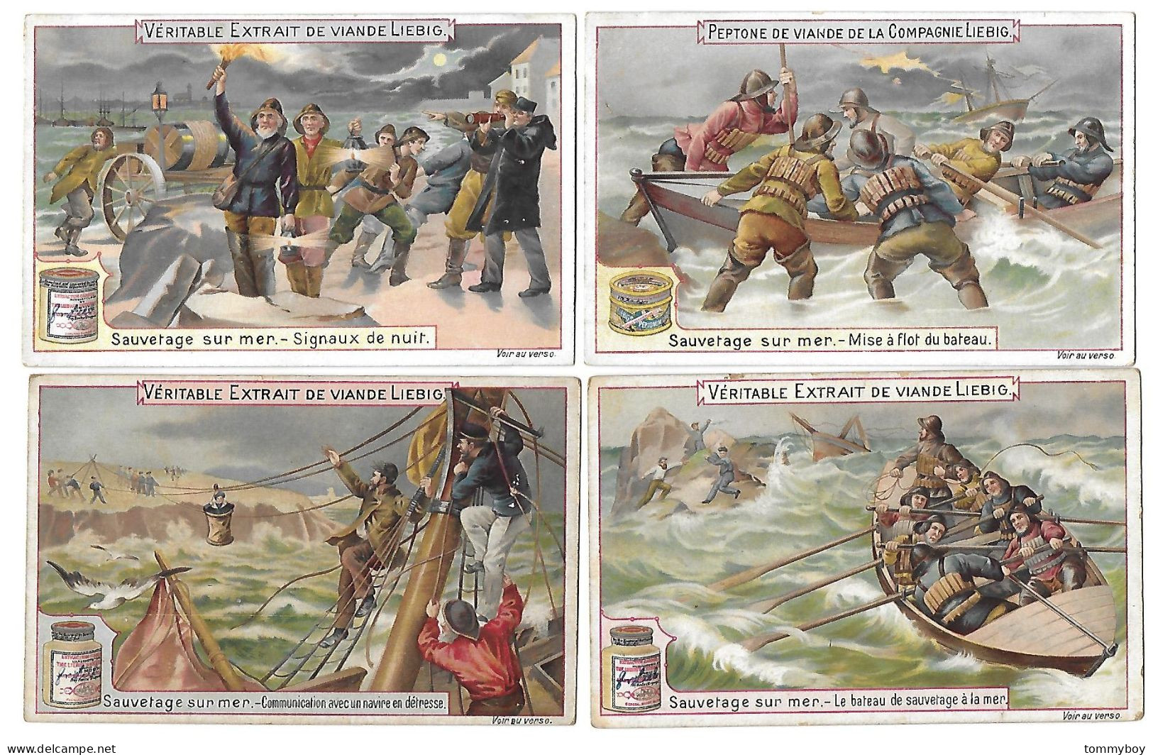 S 604, Liebig 6 Cards, Sauvetage Sur Mer (lower Condition) (ref B13) - Liebig