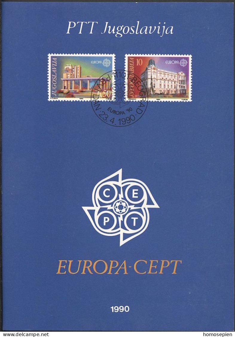 Yougoslavie - Jugoslawien - Yugoslavia Document 1990 Y&T N°DP2283 à 2284 - Michel N°PD2414 à 2415 (o) - EUROPA - Covers & Documents