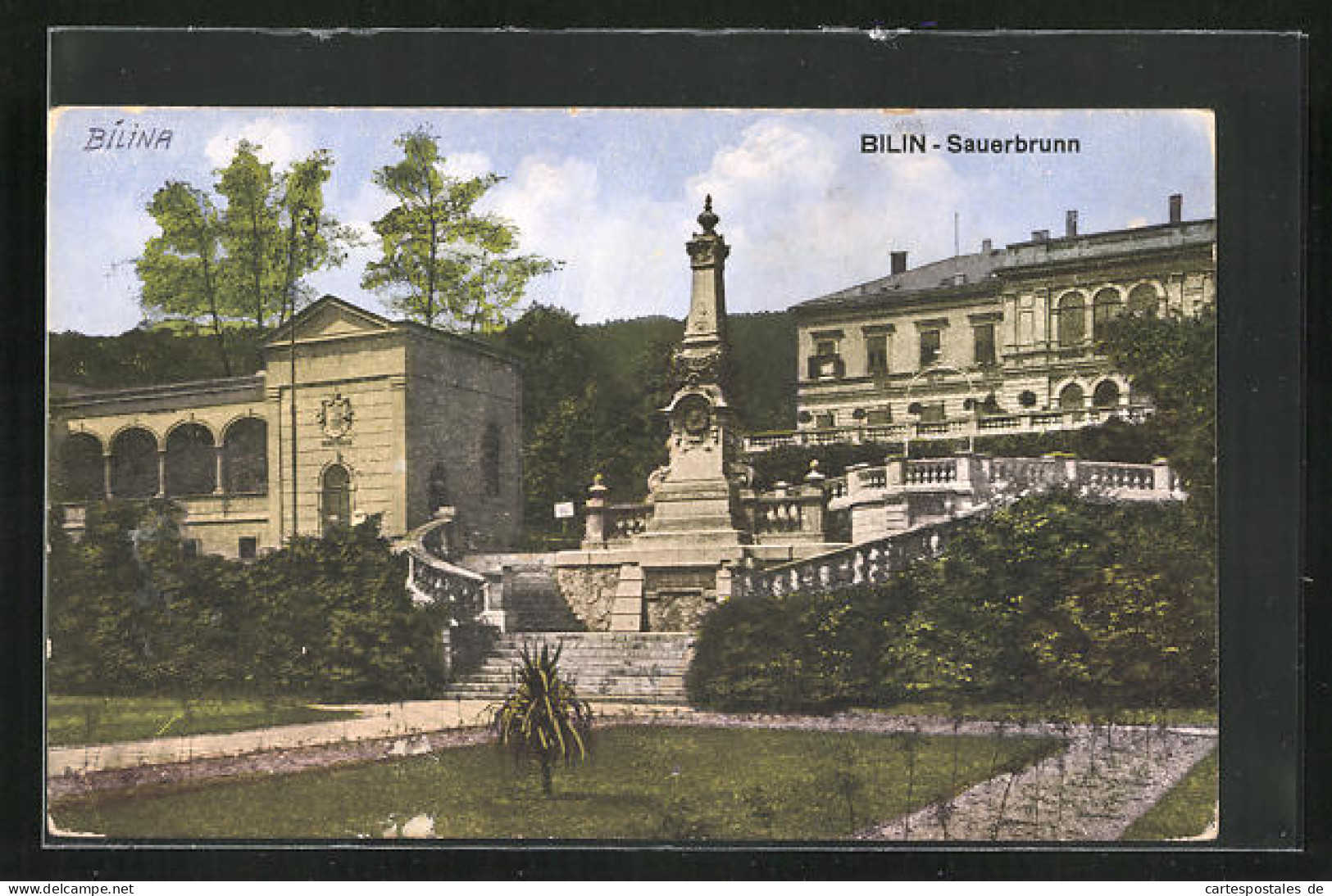 AK Bilin-Sauerbrunn / Bilina, Ortspartie Mit Denkmal  - Tchéquie