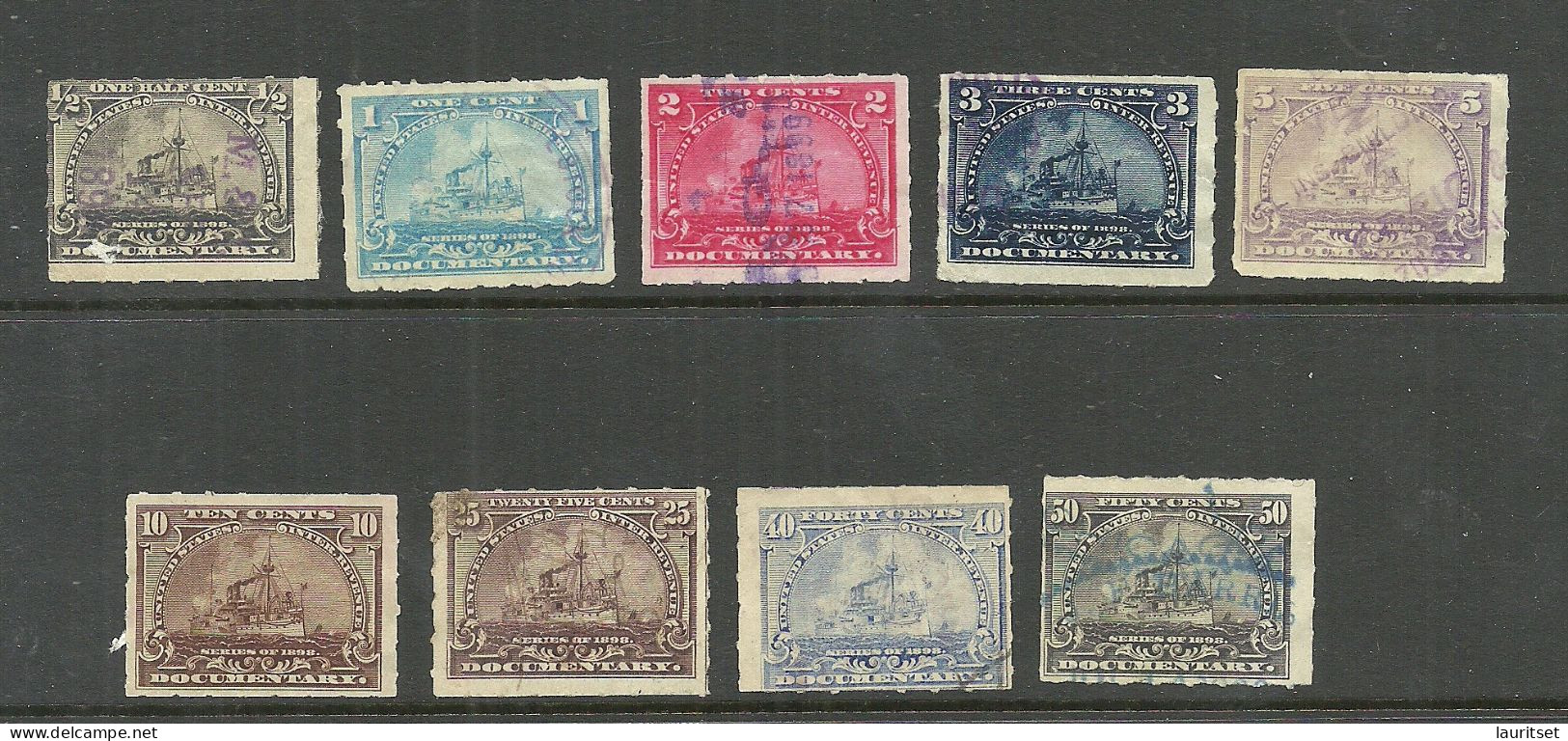 USA 1898 INTERNAL REVENUE DOCUMENTARY & Proprietary Stamps Ships, O - Revenues