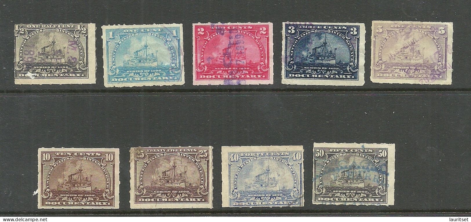 USA 1898 INTERNAL REVENUE DOCUMENTARY & Proprietary Stamps Ships, O - Fiscale Zegels