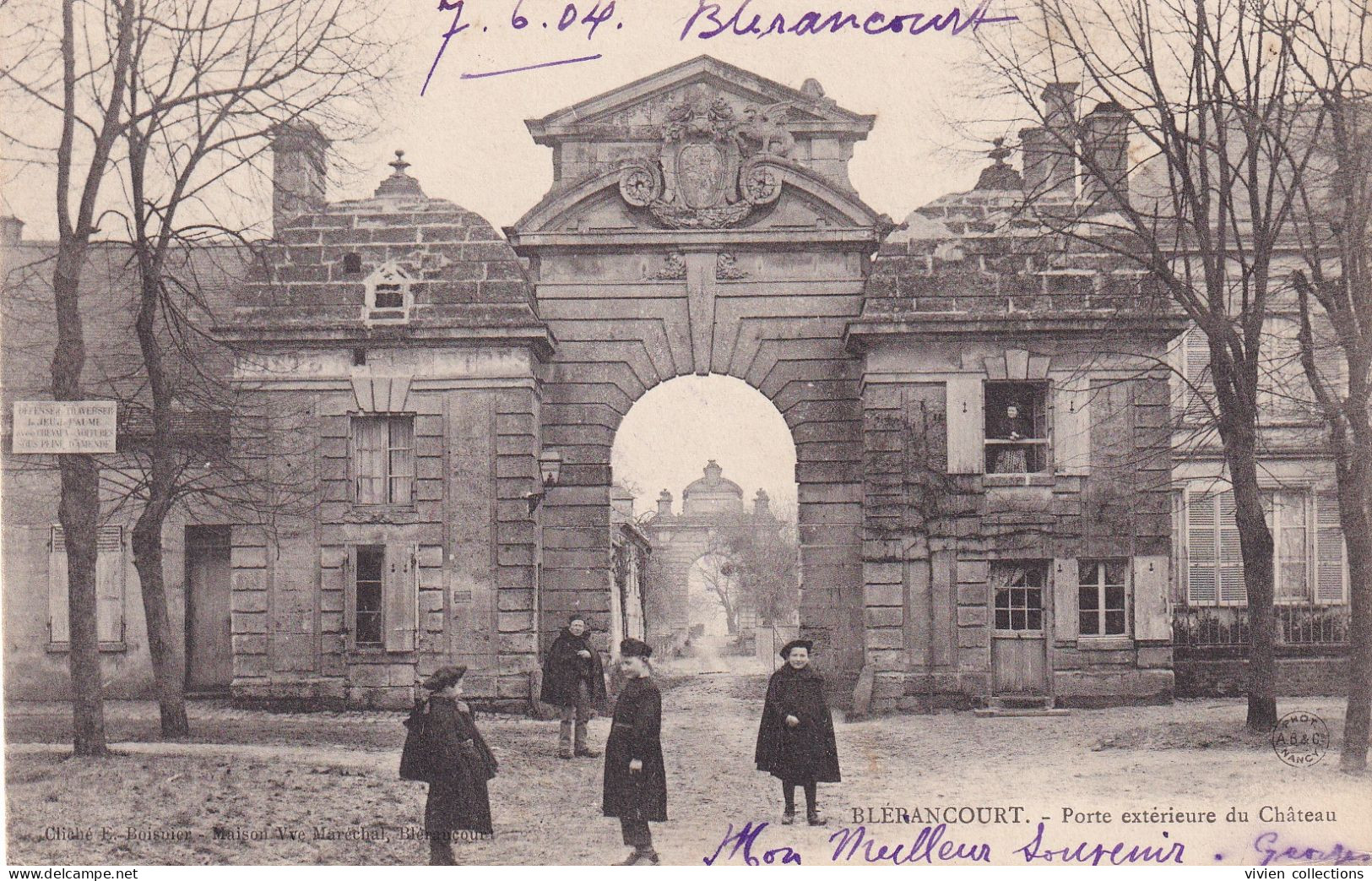 Blérancourt (02 Aisne) Porte Extérieure Du Château - Phot. Vve Maréchal édit. AB & Cie Carte Précurseur Circulée 1904 - Autres & Non Classés