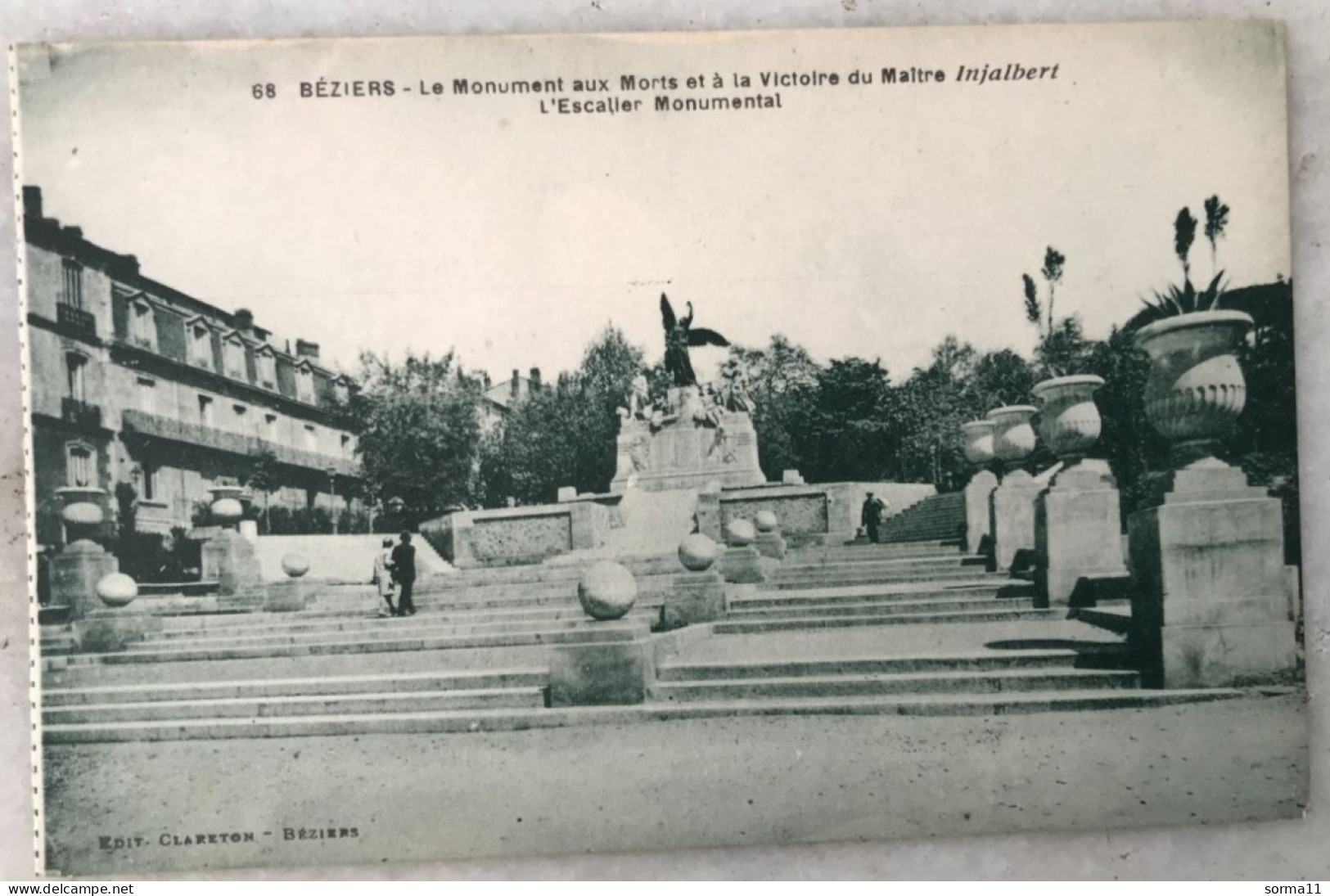 CPA BEZIERS 34 Le Monument Aux Morts Et à La Victoire Du Maitre Injalbert, L'escalier Monumental - Beziers