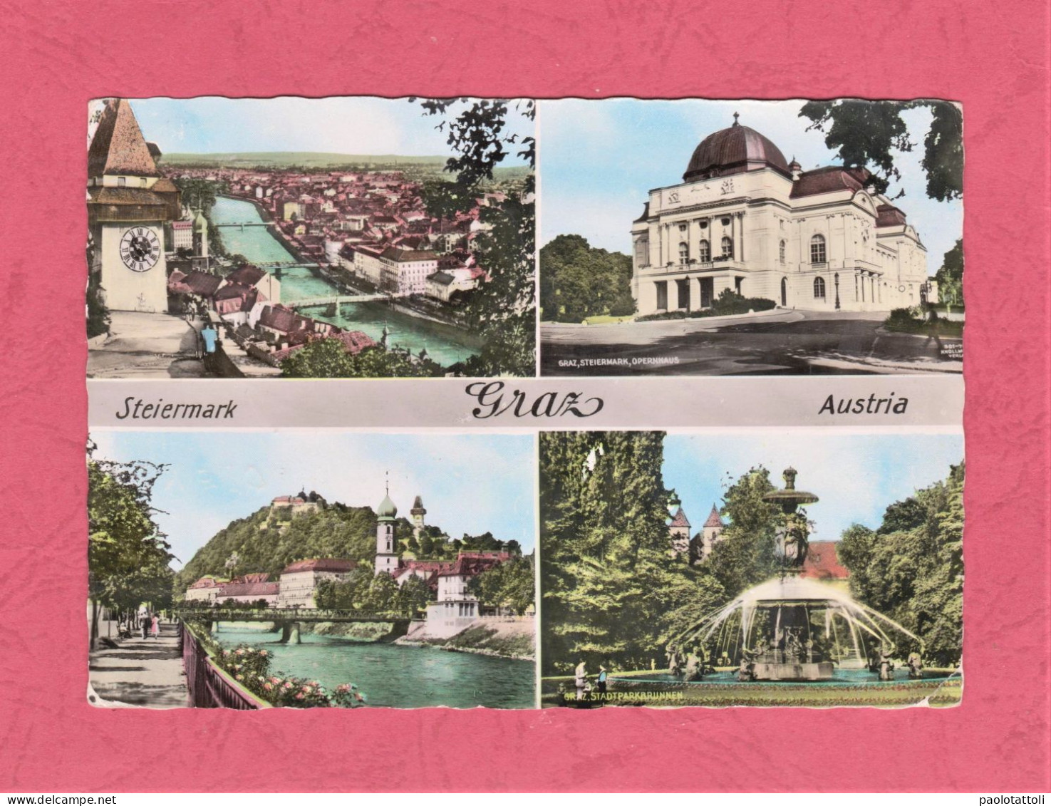 Graz- Multivieuw Post Card- Standard Size, Ack Divided . Ed. Echte Fotoigrafie N° 501-909. Cancelled And Mailed To Codro - Graz