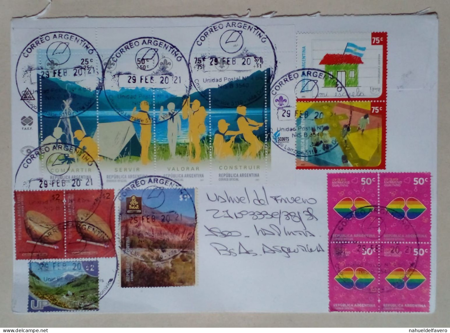 Argentine - Enveloppe Premier Jour D'émission Avec Plusieurs Timbres Thématiques Du Mouvement Scout (2021) - Used Stamps