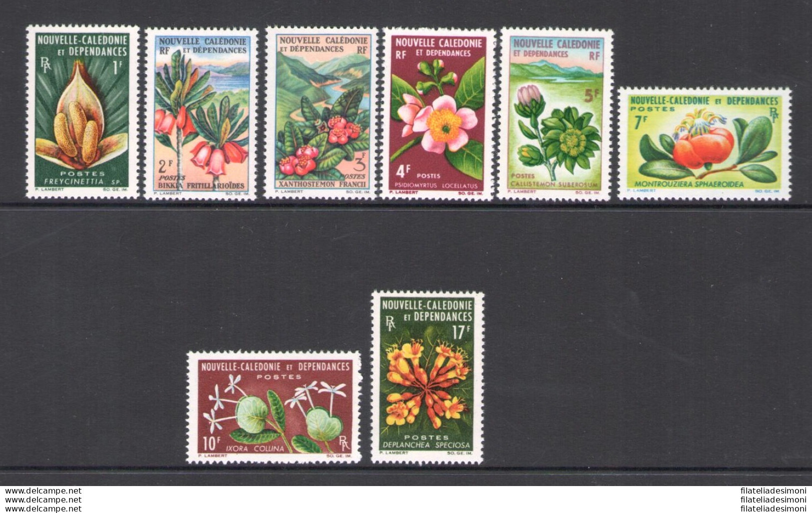 1964-65 Nouvelle Caledonie - Catalogo Yvert N. 314-21 - Fiori - 8 Valori MNH** - Other & Unclassified