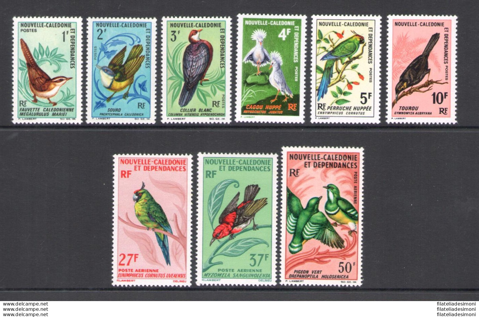 1966-68 Nouvelle Caledonie - Catalogo Yvert N. 345-50 + Posta Aerea N. 88-90 - Uccelli - 9 Valori MNH** - Other & Unclassified