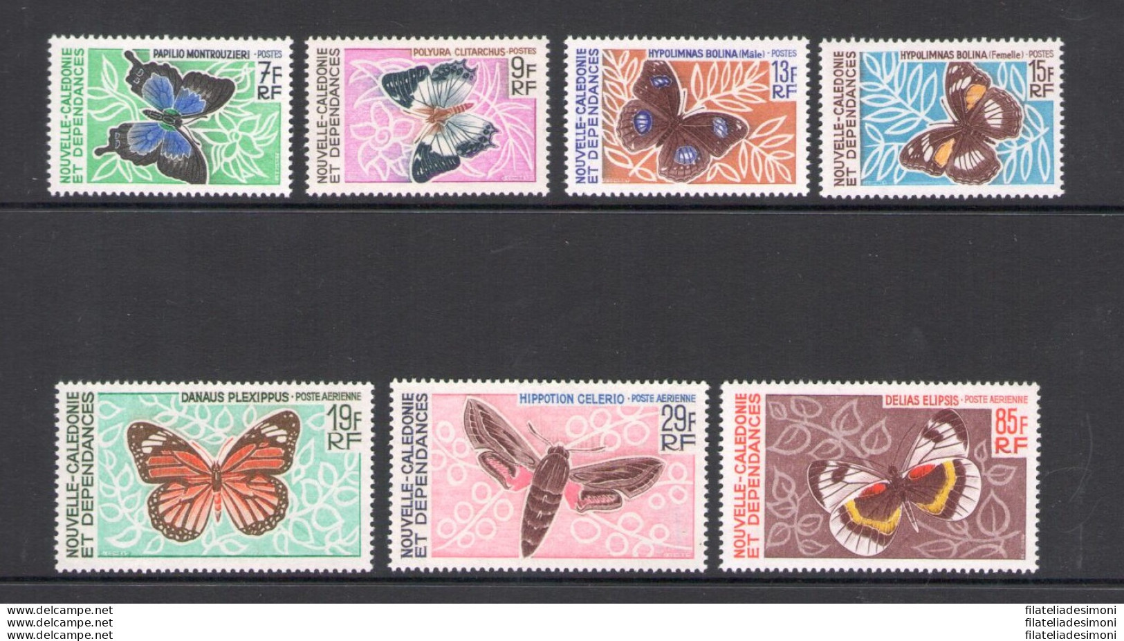 1967-68 Nouvelle Caledonie - Catalogo Yvert N. 341-44 + Posta Aerea N. 92-94 - Farfalle - 7 Valori - MNH** - Butterflies