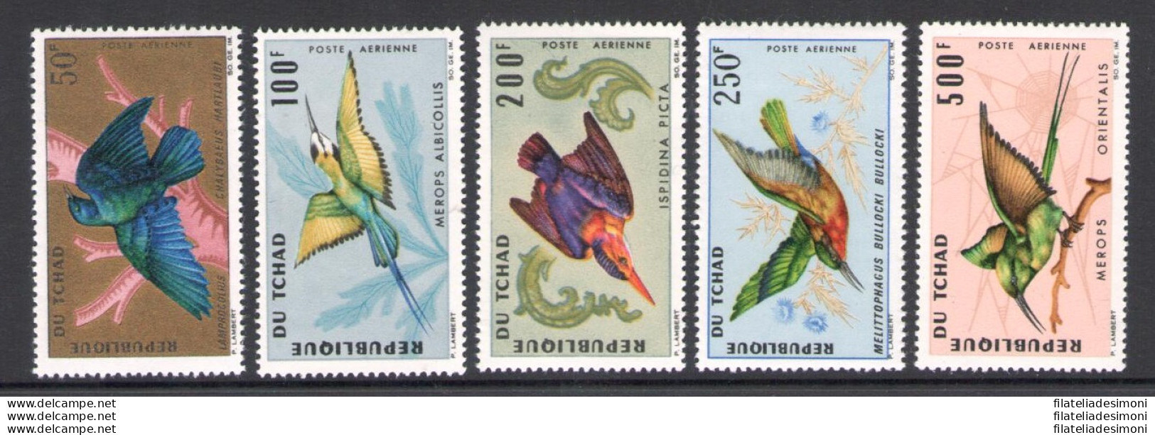 1966-67 Tchad Repubblica - Catalogo Yvert Posta Aerea N. 30-34 - Uccelli - 5 Valori - MNH** - Autres & Non Classés