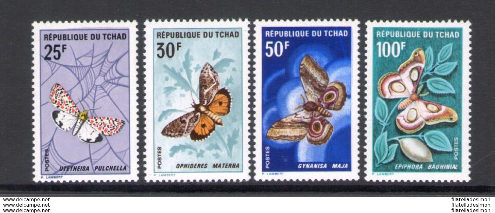 1968 Tchad Repubblica - Catalogo Yvert N. 157-60 - Farfalle - 4 Valori - MNH** - Butterflies