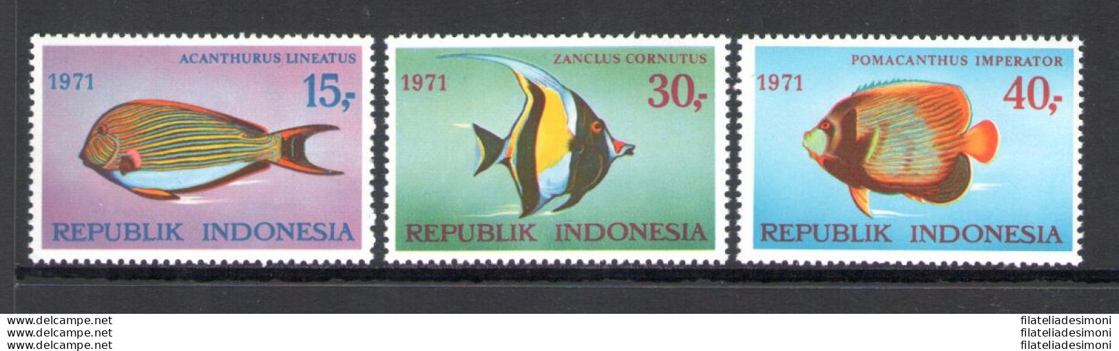 1971 INDONESIA, Stanley Gibbons N.1294-96 - Pesci - MNH** - Poissons