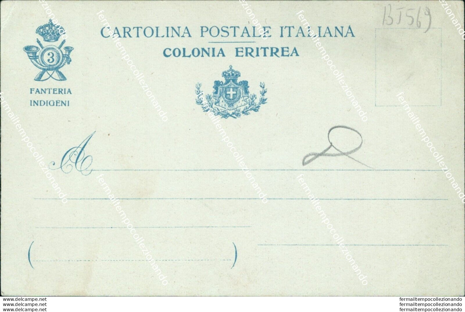 Bt569 Cartolina Militare Colonia Eritrea Fanteria Indigeni 3 Bataglione - Autres & Non Classés