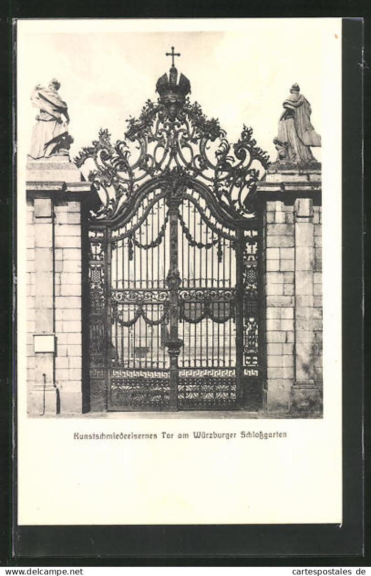 AK Würzburg, Schlossgarten, Kunstschmiedeeisernes Tor  - Wuerzburg