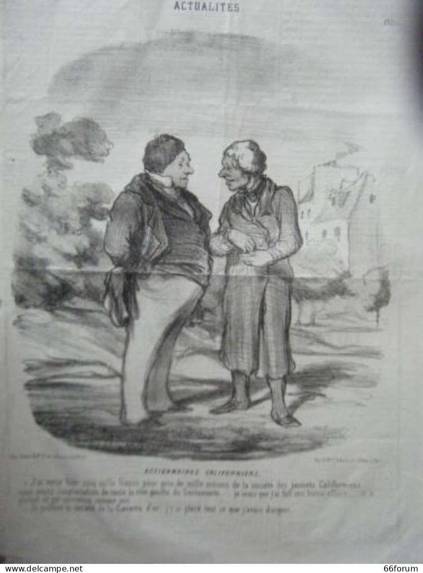 LITHOGRAPHIE DE DAUMIER 19è ACTUALITES ACTIONNAIRES CALIFORNIENS - Autres & Non Classés