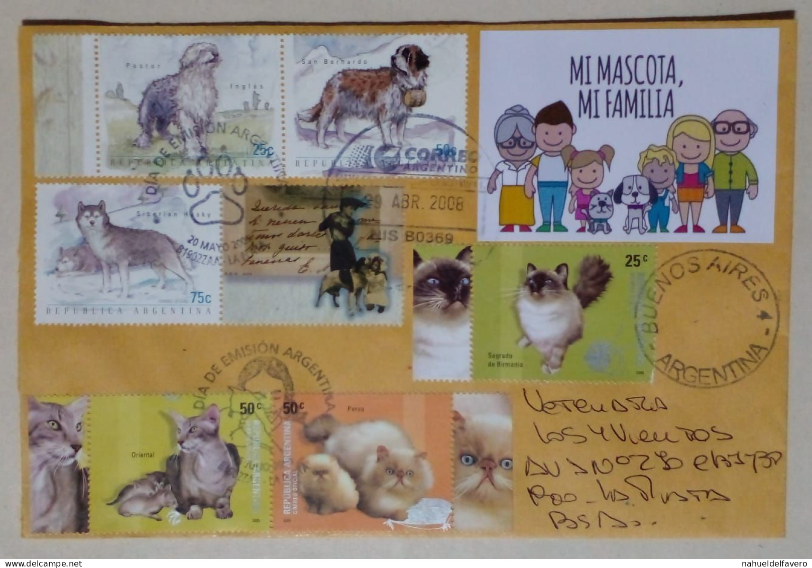 Argentine - Enveloppe Diffusée Sur Le Thème Des Animaux De Compagnie (2008) - Used Stamps