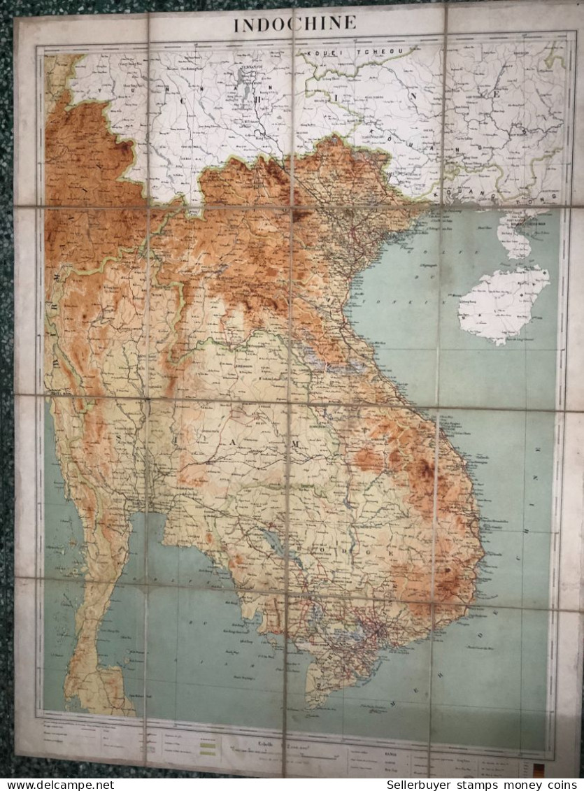 maps old-viet nam indo-china-kouei tcheou before 1937-38-1 pcs very rare