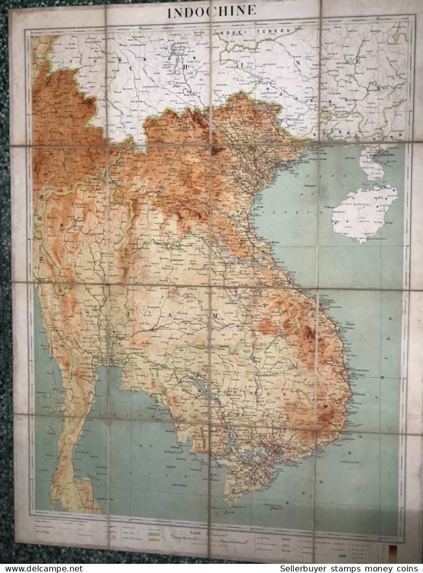 maps old-viet nam indo-china-kouei tcheou before 1937-38-1 pcs very rare