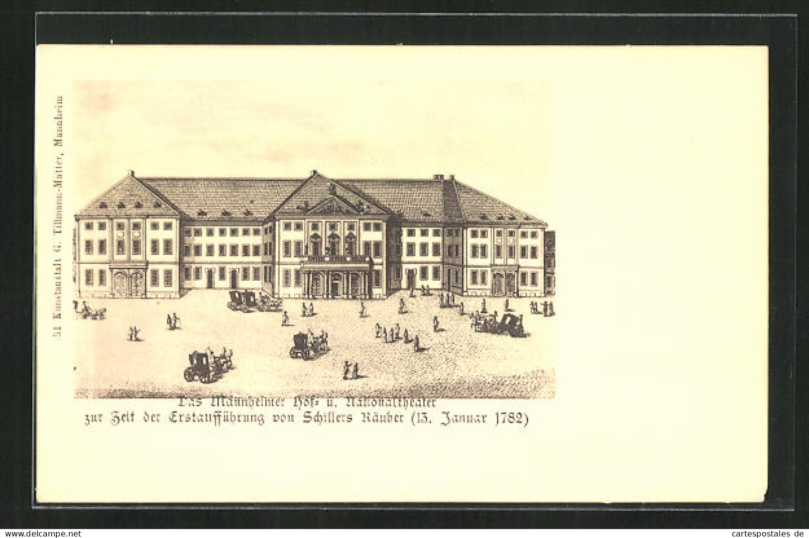 Lithographie Mannheim, Hof- Und Stadttheater Zur Zeit Der Erstaufführung Von Schillers Räuber Um 1782  - Théâtre