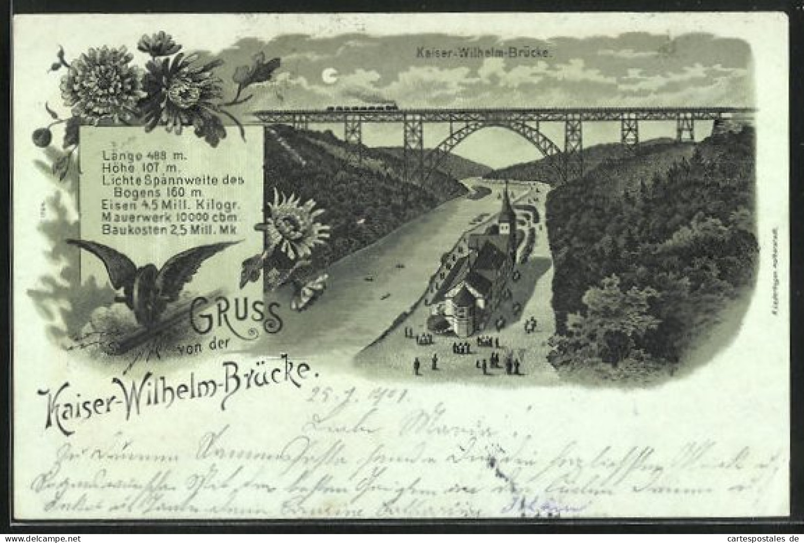 Mondschein-Lithographie Remscheid, Kaiser-Wilhelm-Brücke  - Remscheid