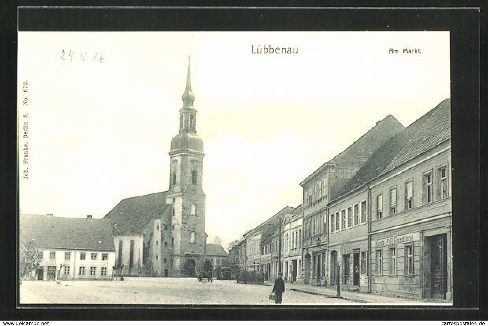 AK Lübbenau, Am Markt, Kirche  - Luebbenau