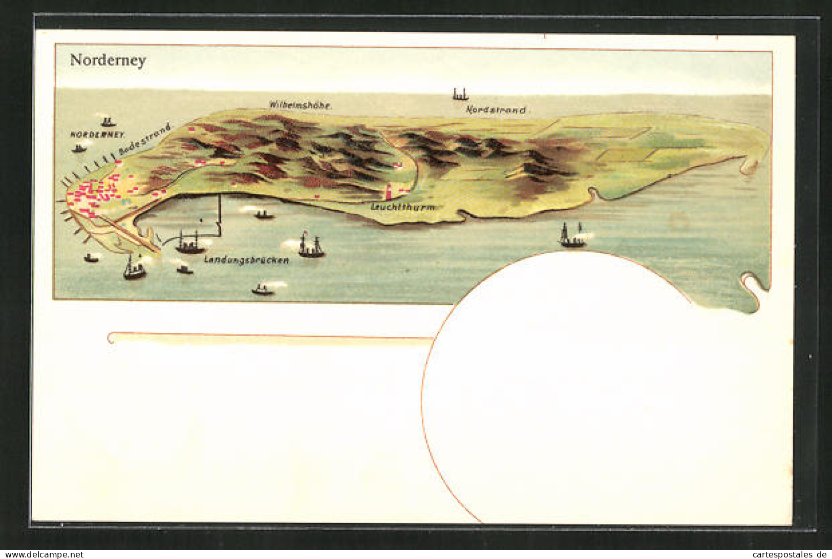 Lithographie Norderney, Panorama  - Norderney