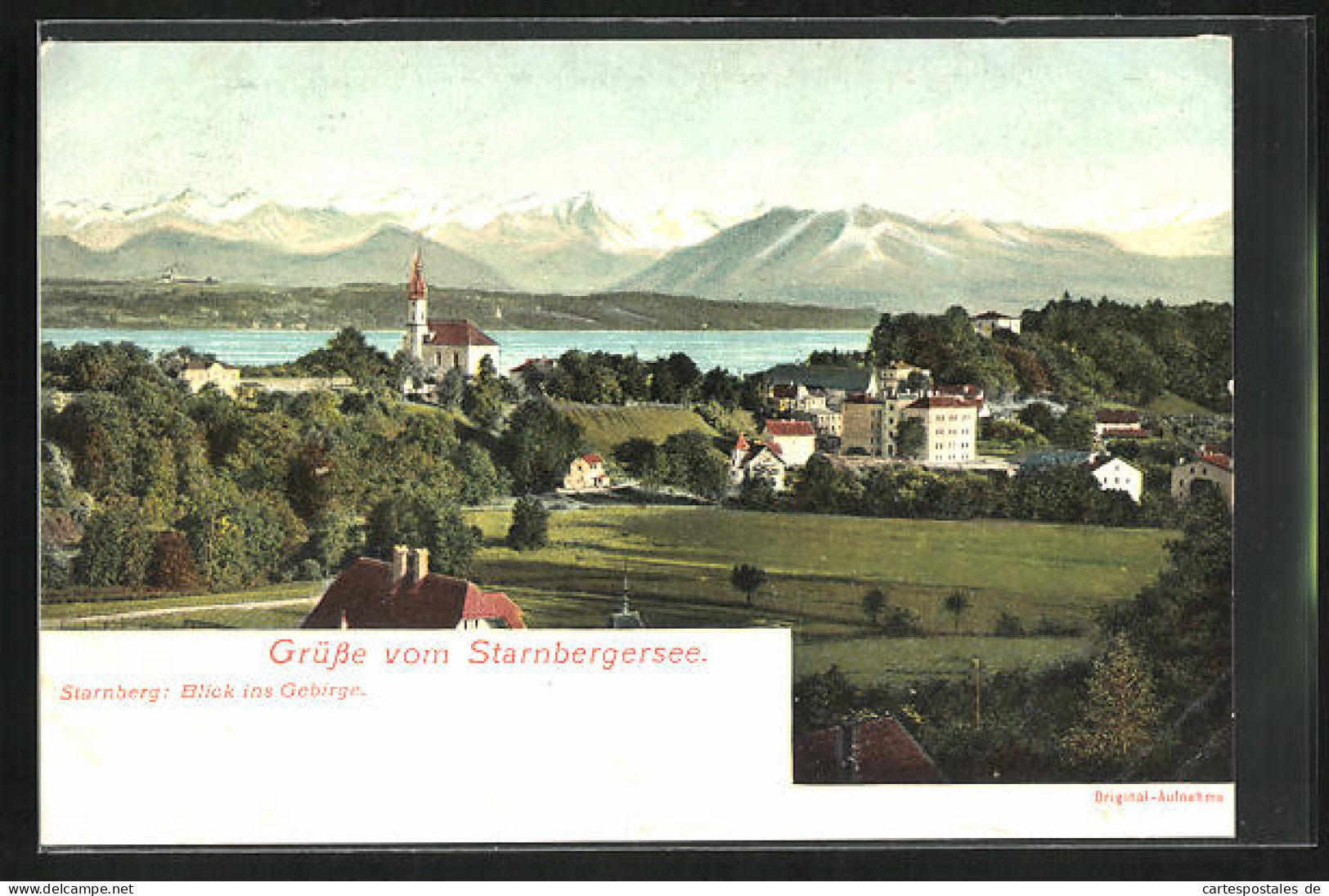 AK Starnberg, Blick über Den Ort Und Starnberger See Ins Gebirge  - Starnberg