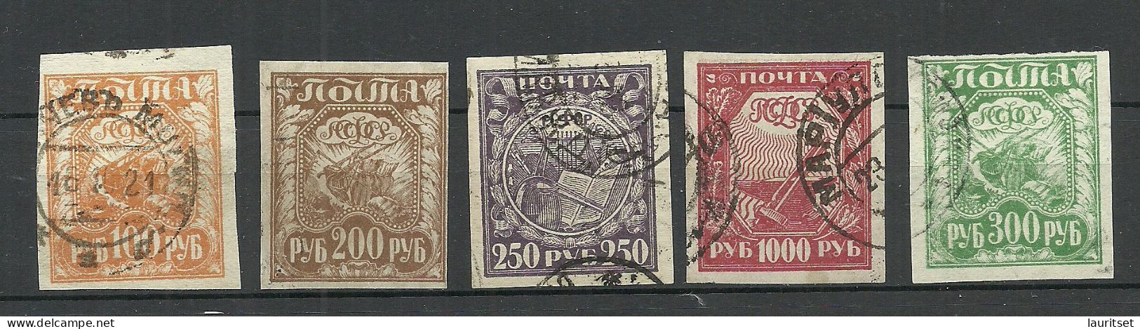 RUSSLAND RUSSIA 1921 Small Lot From Michel 156 - 161 O, 5 Stamps - Oblitérés