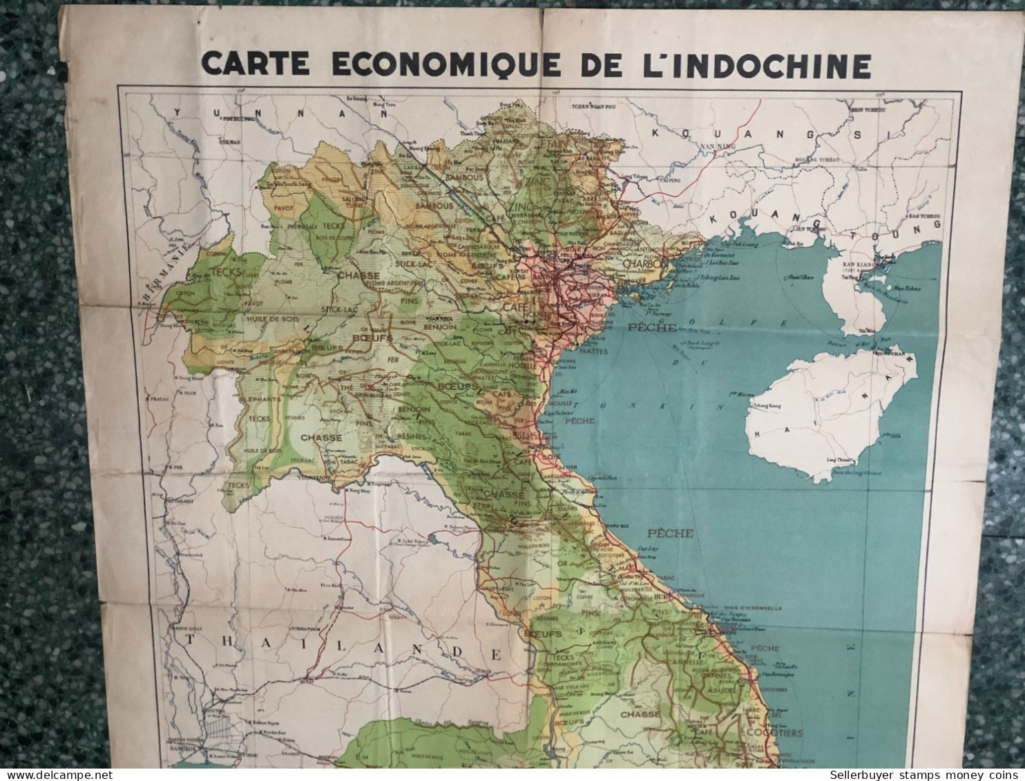 Maps Old-viet Nam Indo-china-carte Economique De L Indochine Francaise Before 1937-1 Pcs Very Rare - Topographische Kaarten