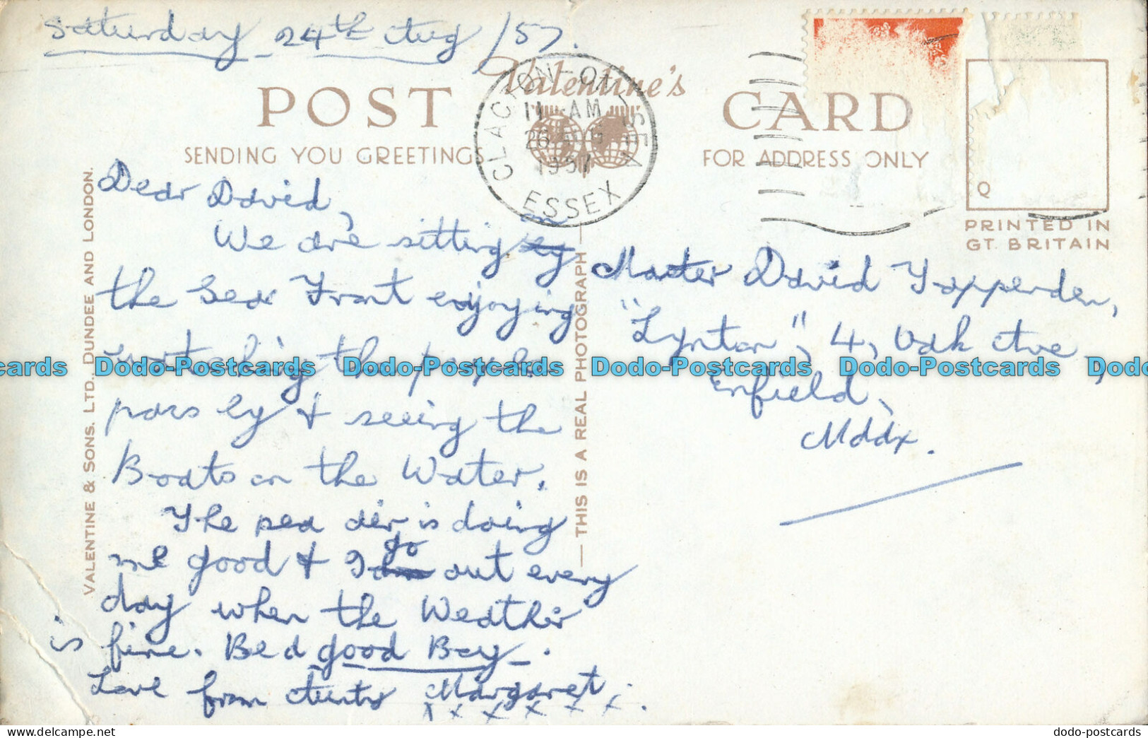 R006943 Just A Line From Clacton On Sea. Multi View. Valentine. RP. 1957 - Monde