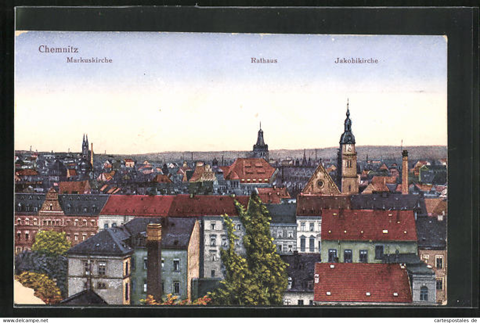 AK Chemnitz, Ortsansicht Mit Markuskirche, Rathaus Und Jakobikirche  - Chemnitz