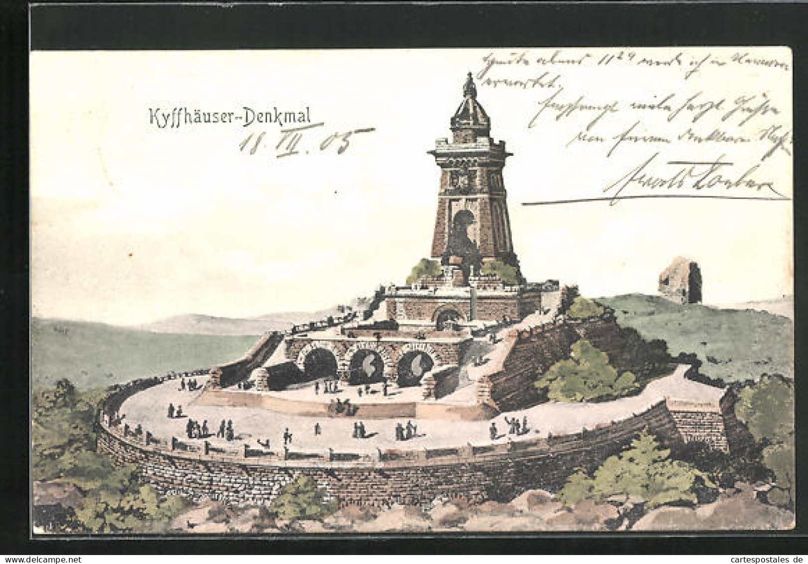 Künstler-AK Kyffhäuser, Blick Zum Denkmal  - Kyffhaeuser