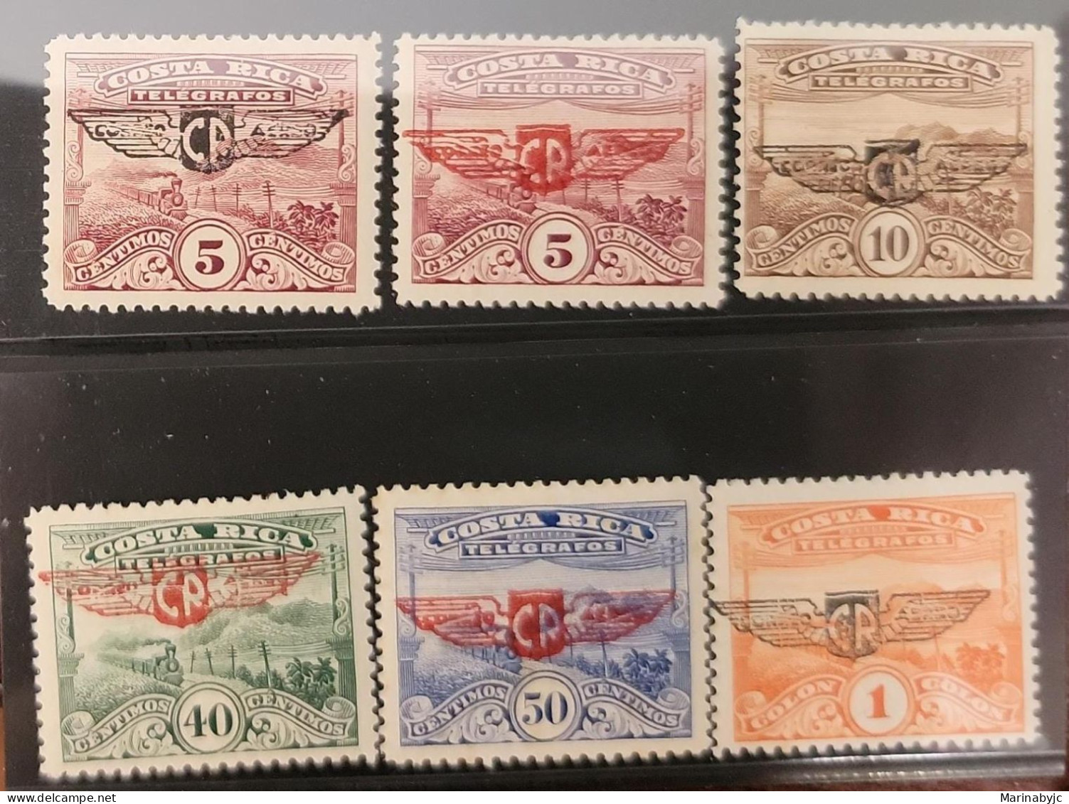 C) 86.92, 381,382,383. 1912/1945. COSTA RICA SERIES OF OVERLOADED TLEGRAFO. MINT. - Costa Rica