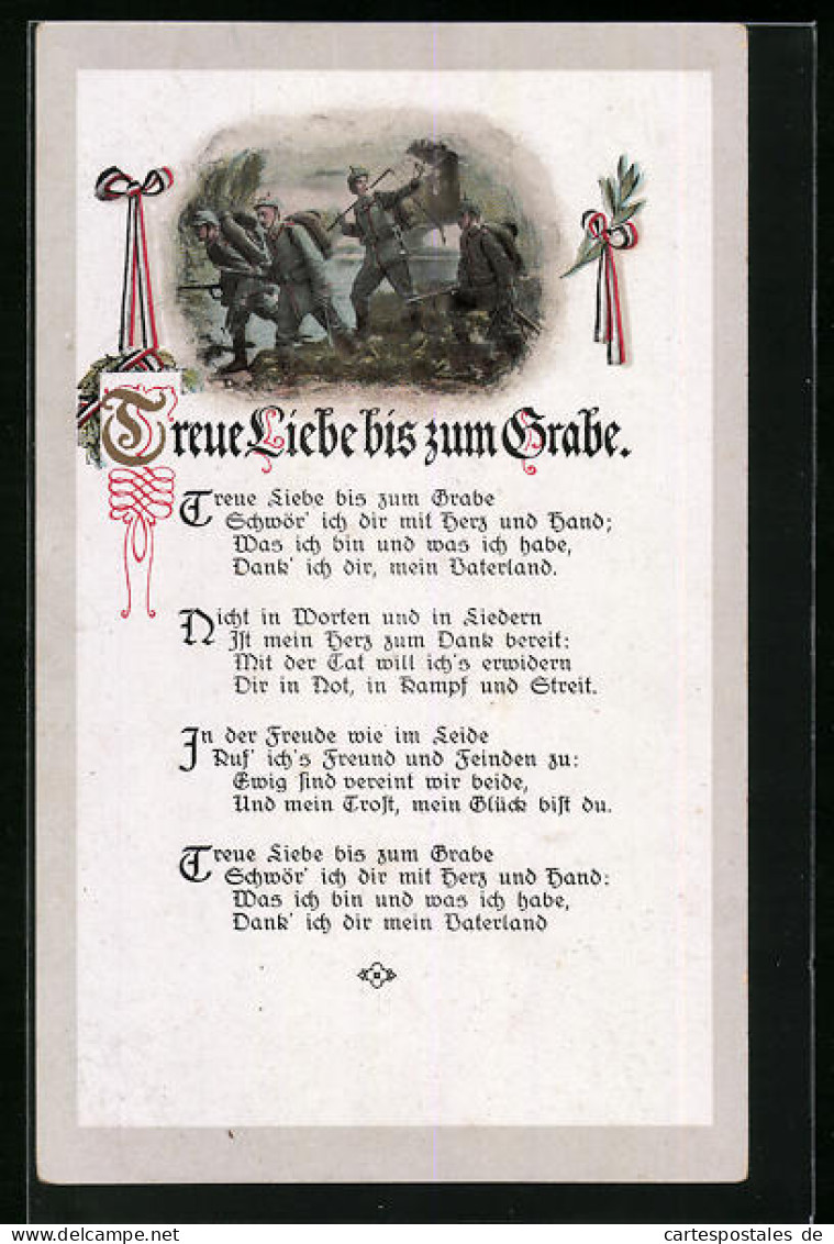AK Spruch Treue Liebe Bis Zum Grabe - Soldaten An Der Front  - War 1914-18