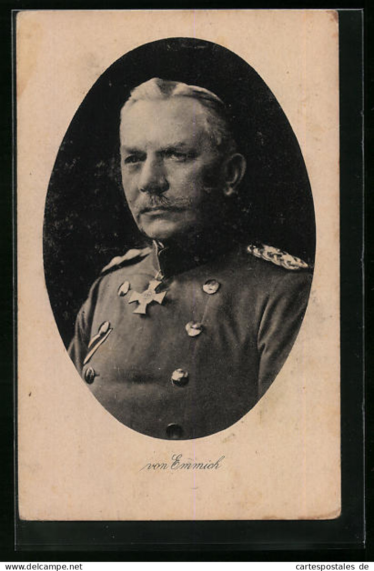AK Porträt Heerführer Von Emmich  - War 1914-18