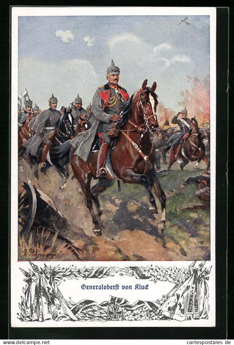 Künstler-AK Heerführer Generaloberst Von Kluck Zu Pferde  - War 1914-18