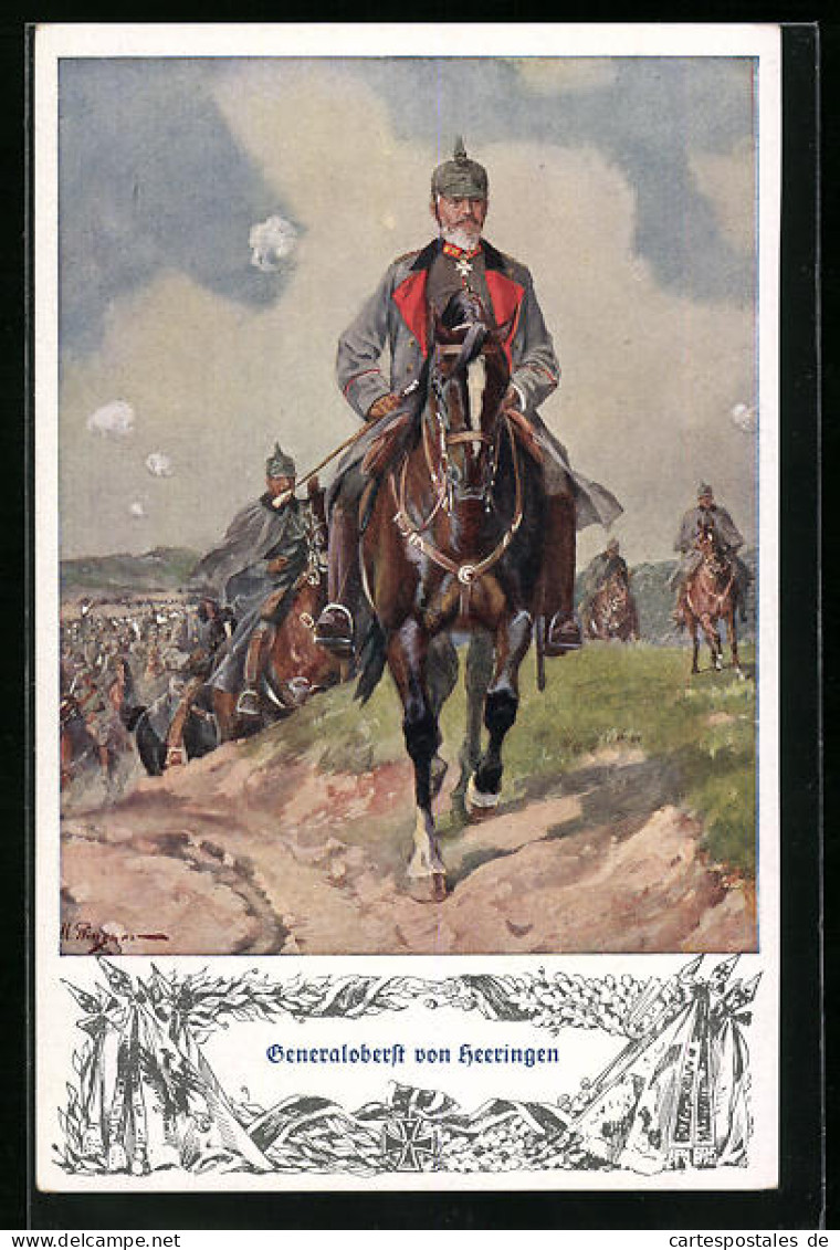 Künstler-AK Heerführer Generaloberst Von Heeringen Zu Pferde  - Guerre 1914-18