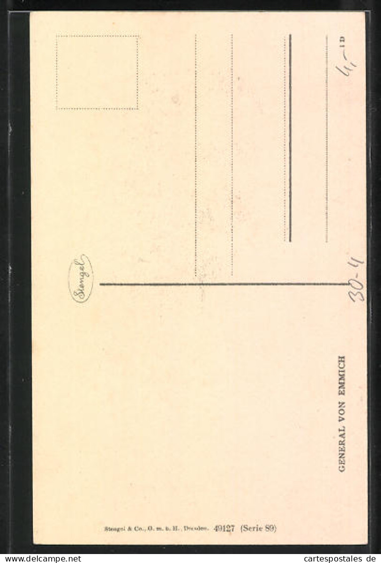 AK Porträt Heerführer General Von Emmich  - Guerre 1914-18
