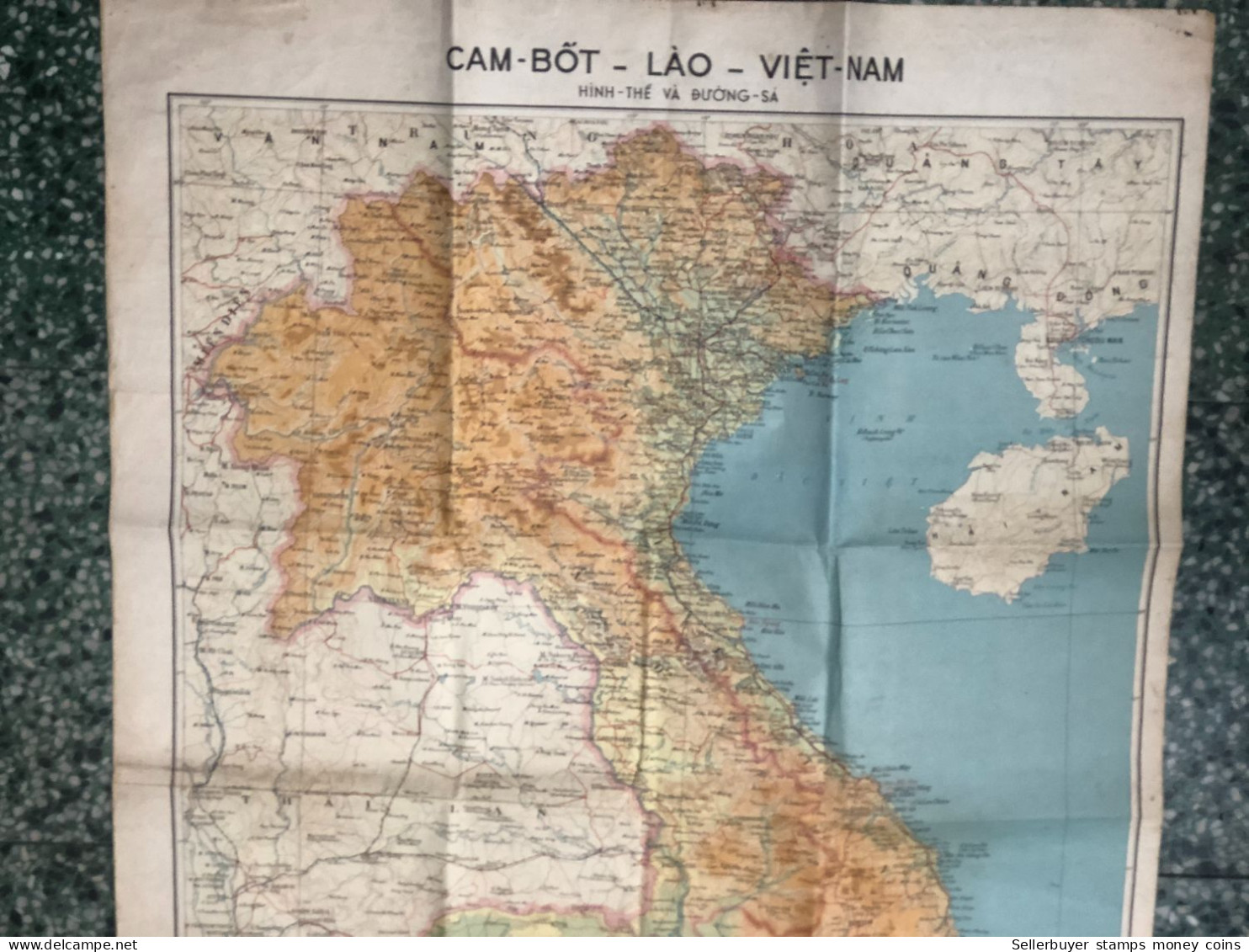 maps old-viet nam laos cambodia hinh the va duong sa before 1956-66-1 pcs very rare